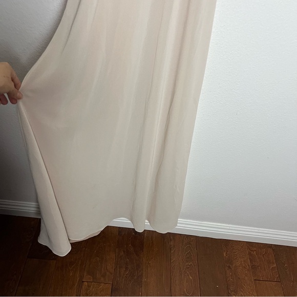 Revolve Helsa Sheer Deep V Long Slip Dress Cream Maxi with Rosette Flower Small - Picture 9 of 14